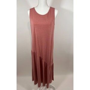 Easel Asymmetrical Sleeveless Lagenlook Ruffle Boho Shirt Dress Women's Size M